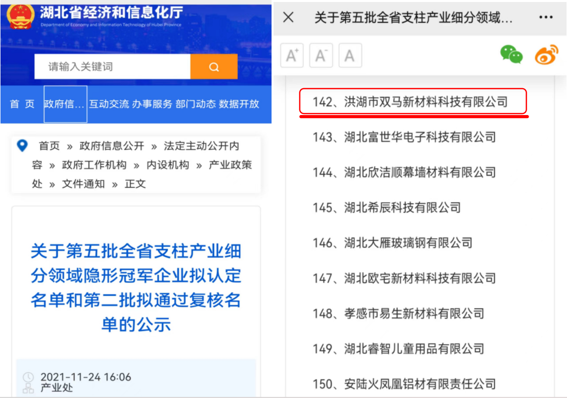 湖北省支柱產(chǎn)業(yè)細分領(lǐng)域隱形冠軍